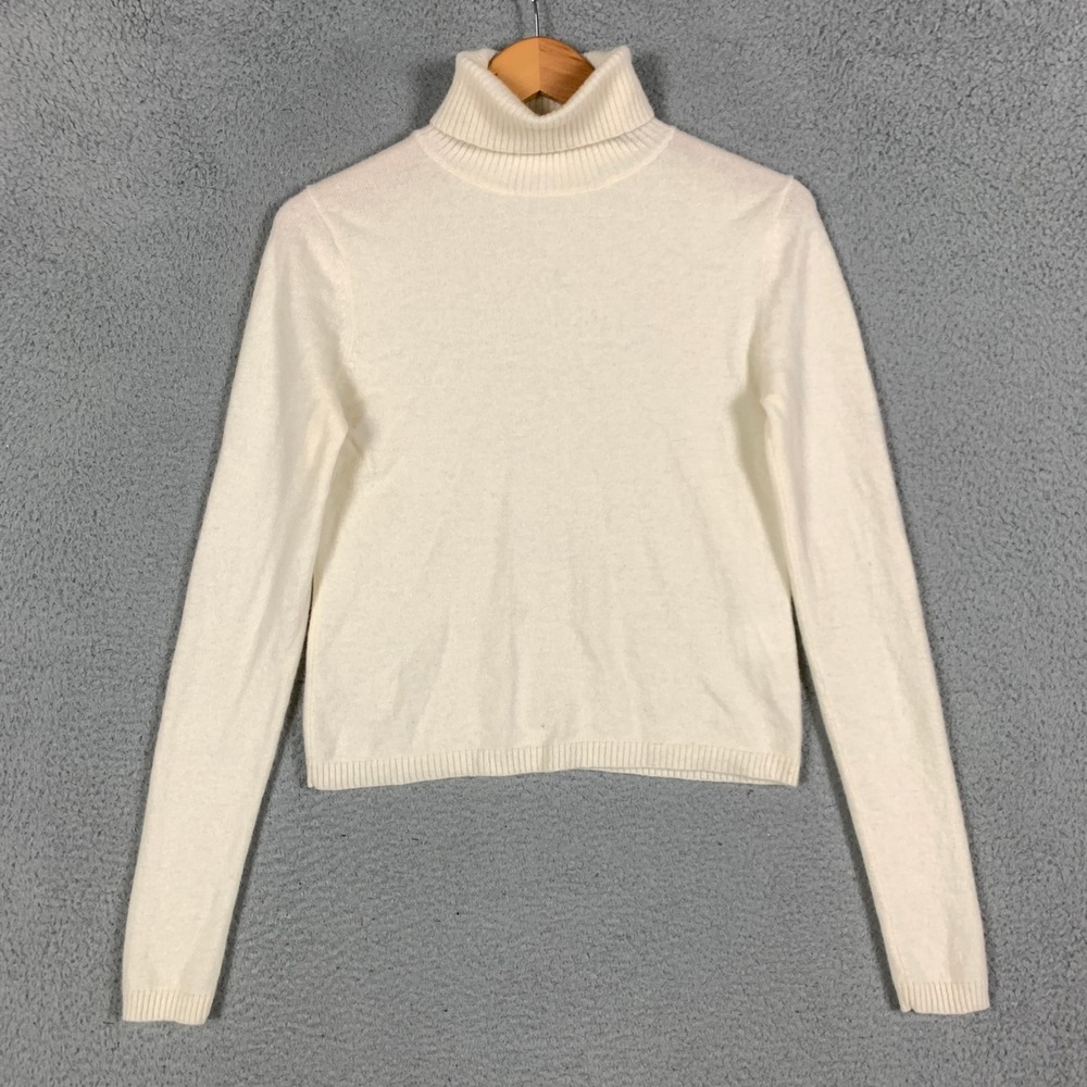 Silk Maison 100% Cashmere Turtleneck Sweater Women's Small S Cream Knit Pullover